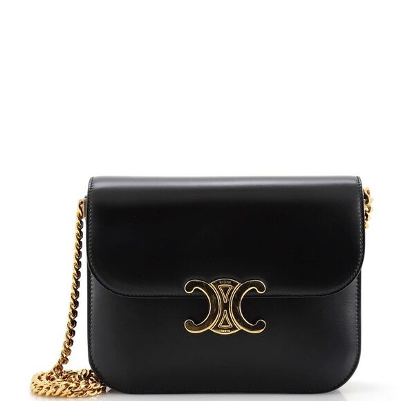 Celine Handbags - Celine Triomphe Shoulder Bag Smooth Calfskin Medium Black